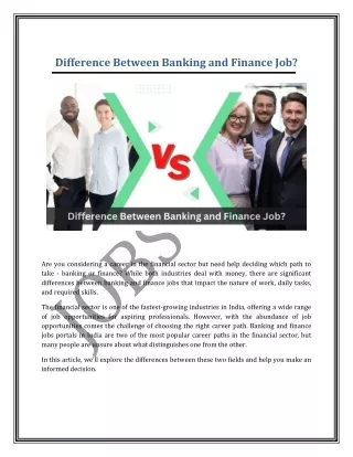 Difference Between Banking and Finance Job