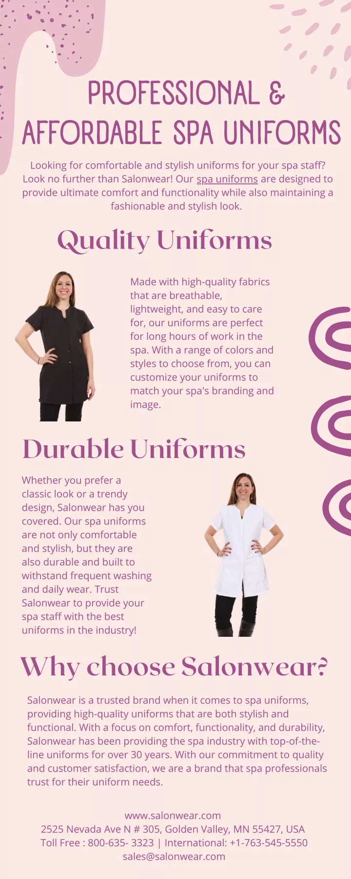 professional affordable spa uniforms
