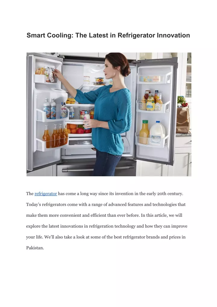 smart cooling the latest in refrigerator
