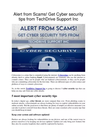 alert from scams get cyber security tips from