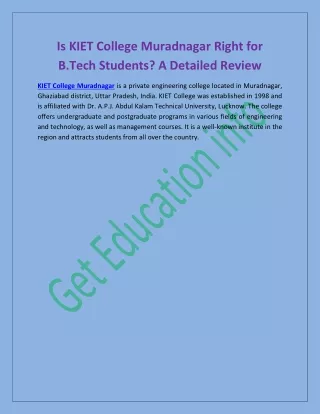 Is KIET College Muradnagar Right for B.Tech Students? A Detailed Review