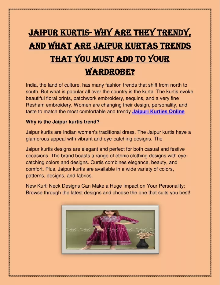 jaipur kurtis jaipur kurtis why are they trendy