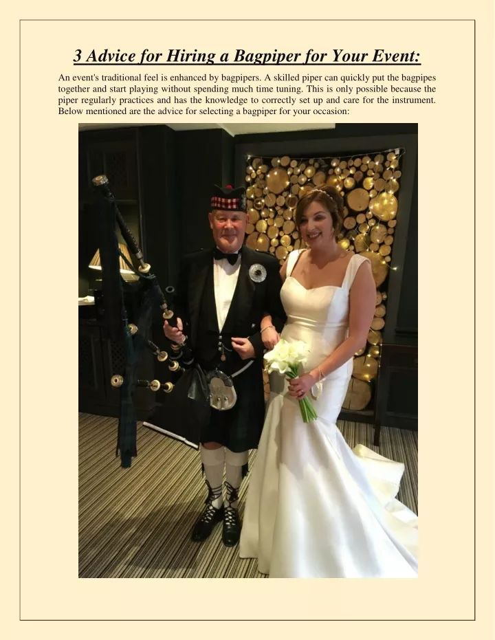 3 advice for hiring a bagpiper for your event