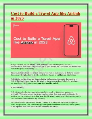 Cost to Build a Travel App like Airbnb in 2023