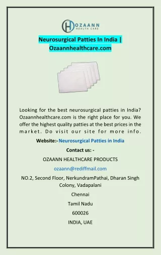 Neurosurgical Patties In India | Ozaannhealthcare.com