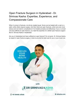 Open Fracture Surgeon in Hyderabad - Dr