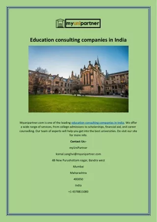Education Consulting Companies In India | Myunipartner.com