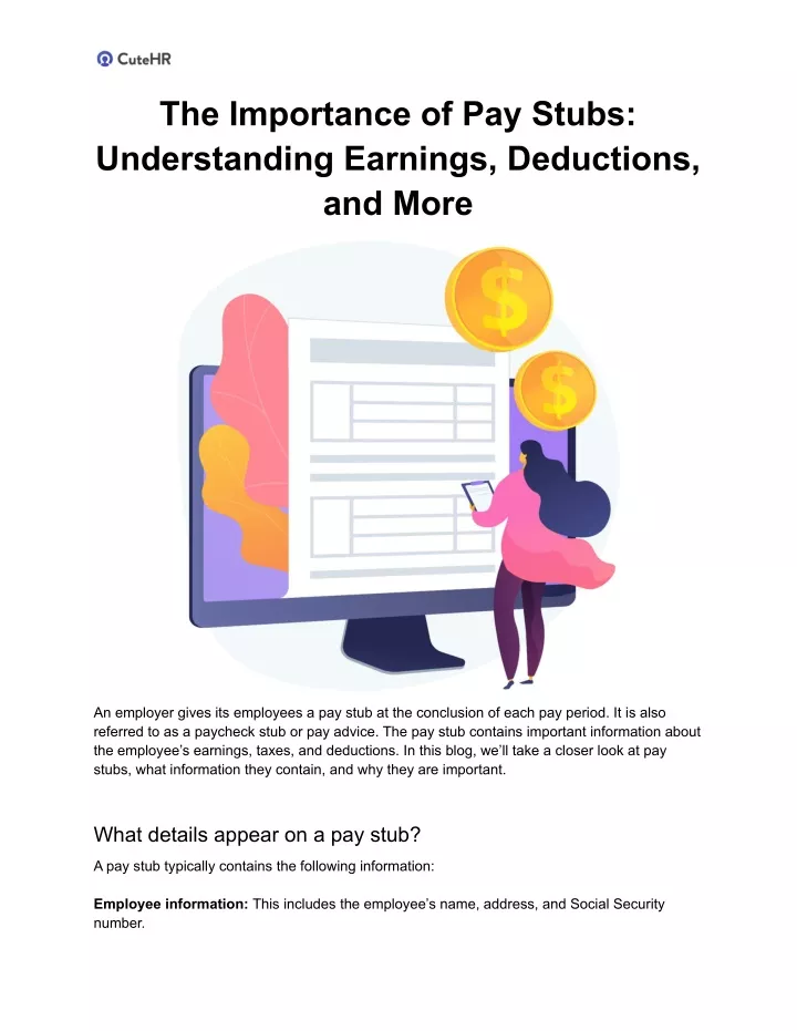 Ppt - The Importance Of Pay Stubs  Understanding Earnings, Deductions 