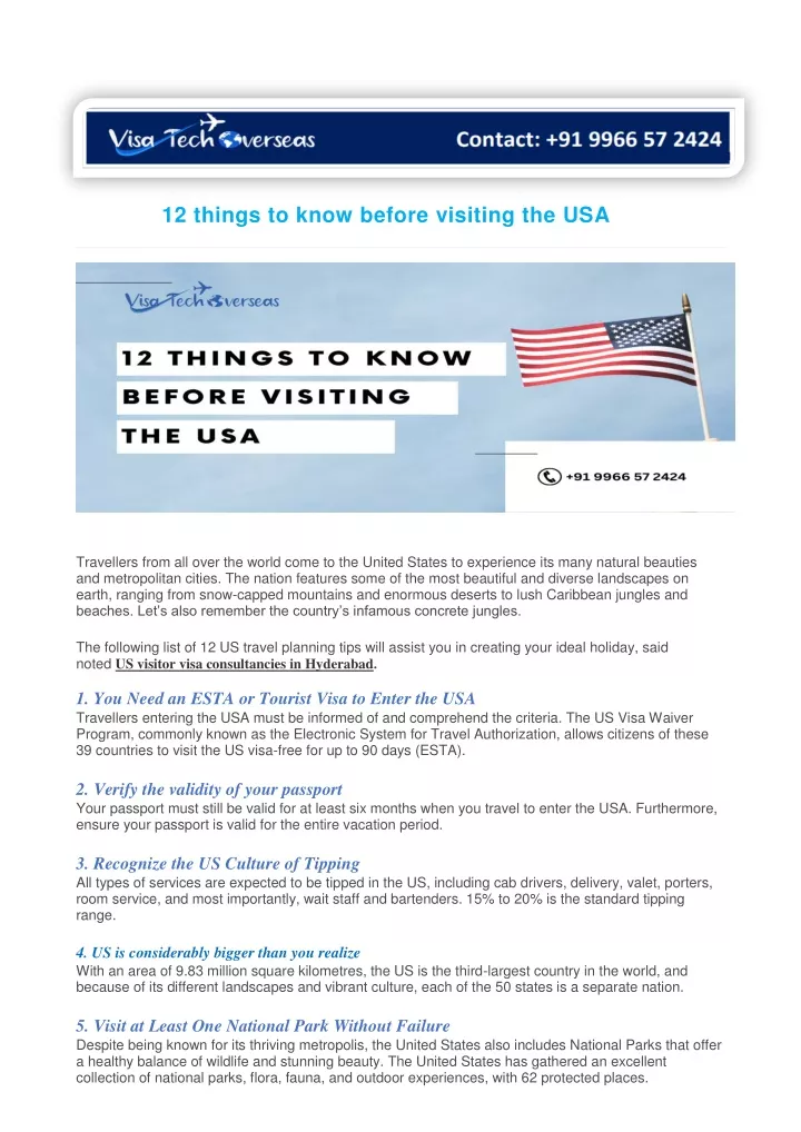 12 things to know before visiting the usa