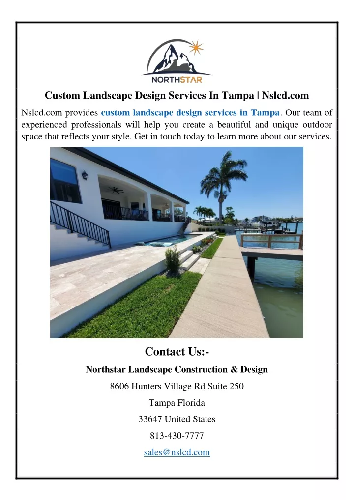 custom landscape design services in tampa nslcd