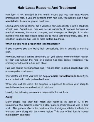 Hair Loss_ Reasons And Treatment