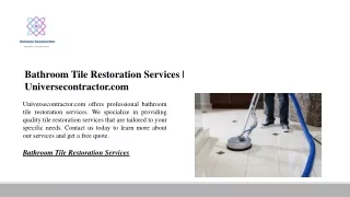 Bathroom Tile Restoration Services | Universecontractor.com