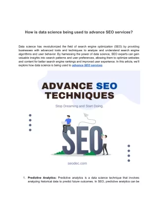 How is data science being used to advance SEO services