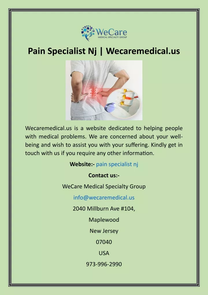 pain specialist nj wecaremedical us