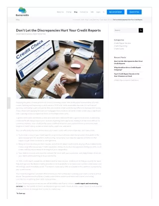 Don’t Let the Discrepancies Hurt Your Credit Reports