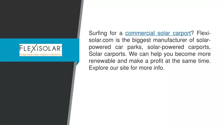 surfing for a commercial solar carport flexi