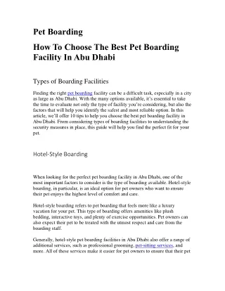 How To Choose The Best Pet Boarding Facility In Abu Dhabi