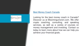 Best Money Coach Canada  Bloomingumoren.com