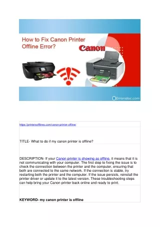 https printersofflines com canon printer offline