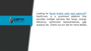 Saudi Arabia Radio Type Approval  Icertifi.com