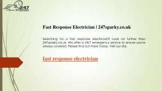 Fast Response Electrician  247sparky.co.uk