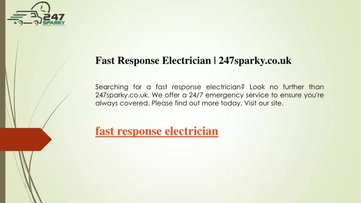 fast response electrician 247sparky