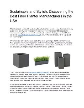 Sustainable and Stylish: Discovering the Best Fiber Planter Manufacturers in USA