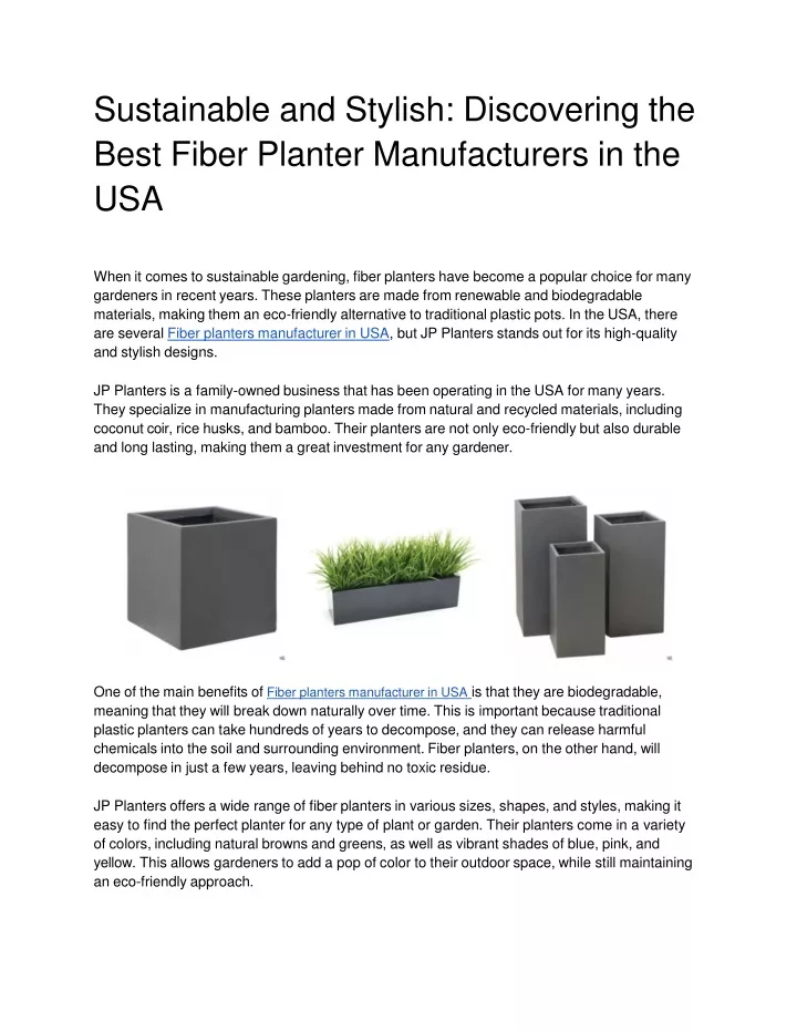 sustainable and stylish discovering the best fiber planter manufacturers in the usa