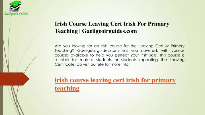 irish course leaving cert irish for primary
