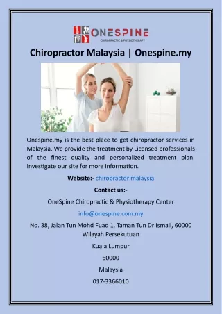 Chiropractor Malaysia  Onespine.my