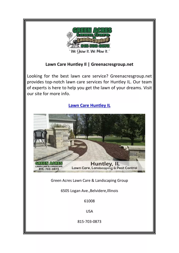 lawn care huntley il greenacresgroup net