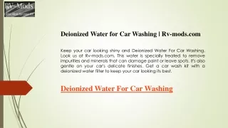 Deionized Water for Car Washing  Rv-mods.com