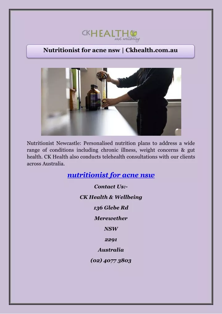 nutritionist for acne nsw ckhealth com au