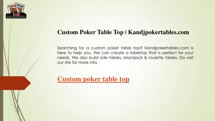 custom poker table top kandjpokertables