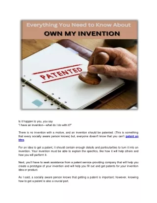 Everything You Need To Know About Own My Invention (1)