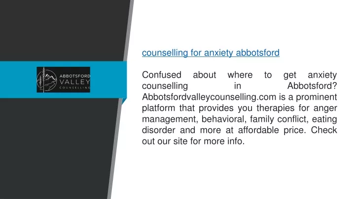 counselling for anxiety abbotsford confused about