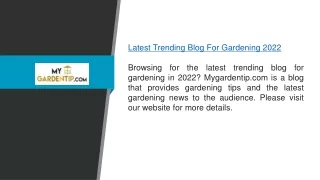 Latest Trending Blog for Gardening 2022  Mygardentip.com