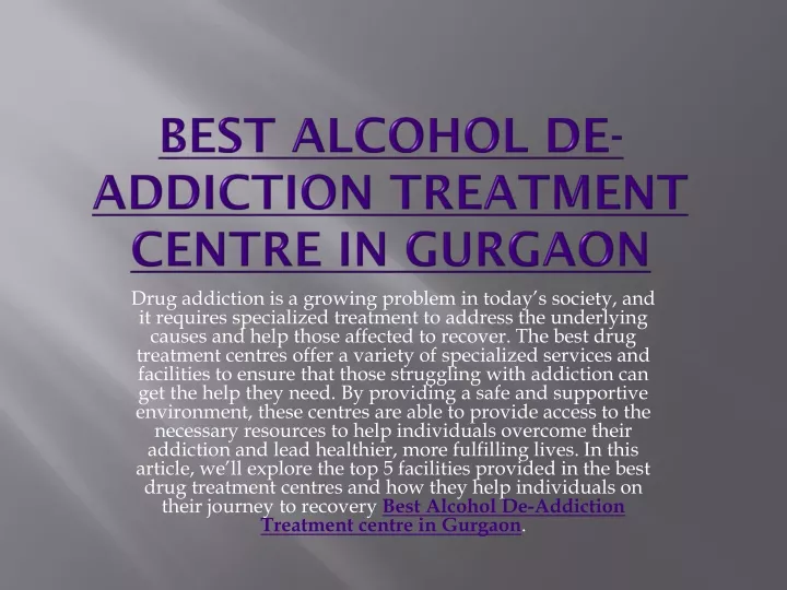 best alcohol de addiction treatment centre in gurgaon