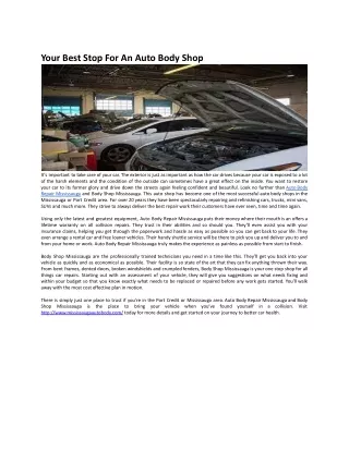 Your Best Stop For An Auto Body Shop