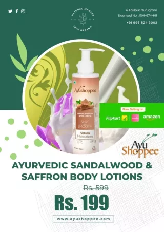 Buy Ayurvedic Sandalwood & Saffron Body Lotions Hydrated the Skin & Suitable for