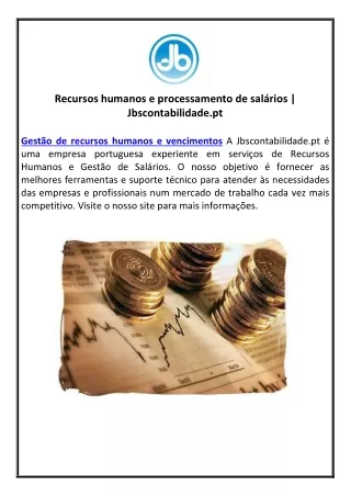 Recursos humanos e processamento de salários | Jbscontabilidade.pt
