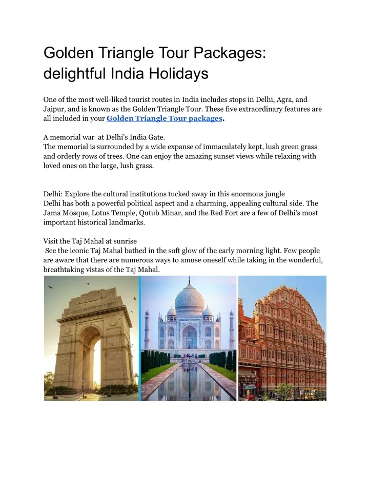 golden triangle tour packages delightful india