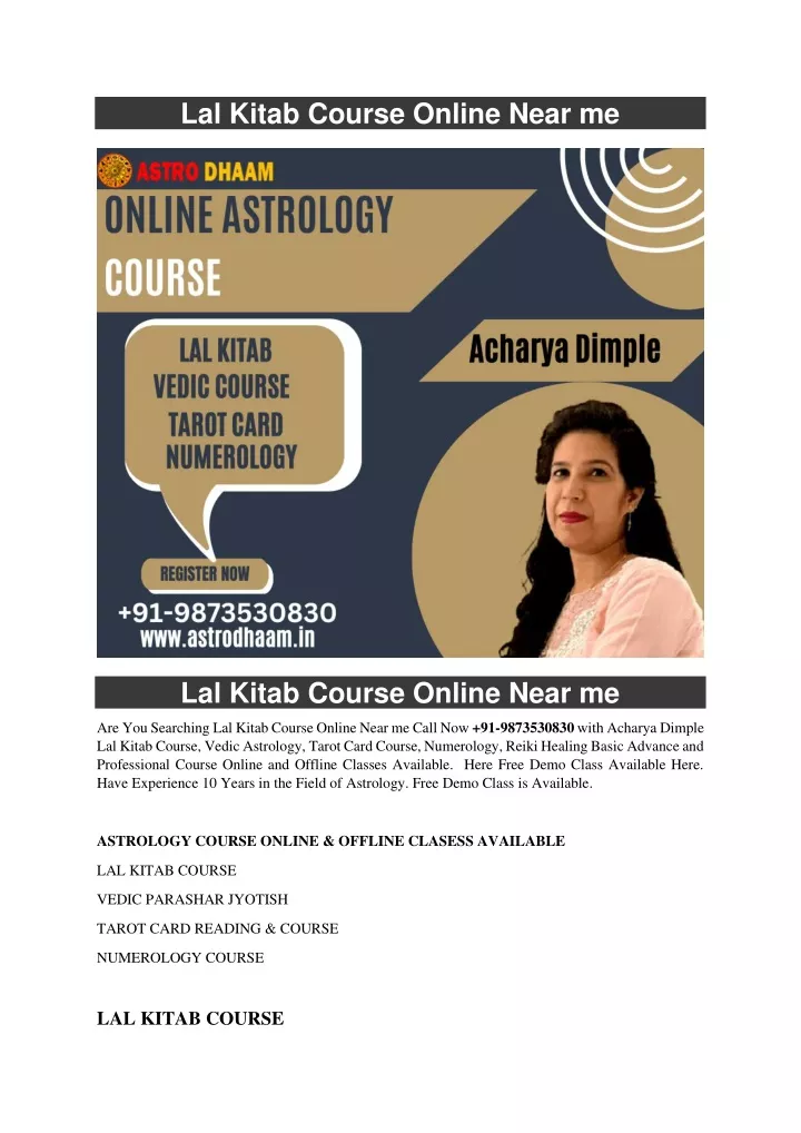 lal kitab course online near me