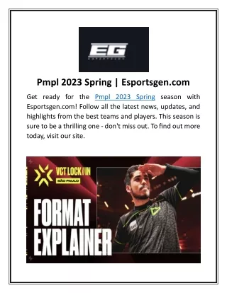 Pmpl 2023 Spring | Esportsgen.com