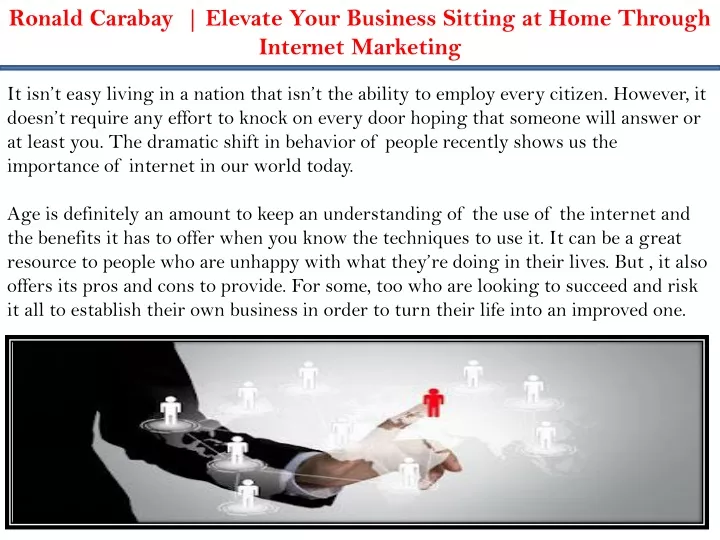 ronald carabay elevate your business sitting