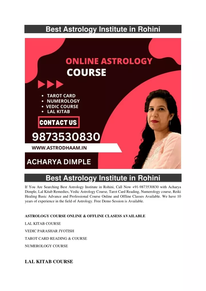 best astrology institute in rohini