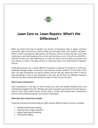 Lawn Care vs. Lawn Repairs: What’s the Difference?