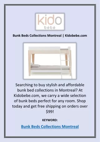 Bunk Beds Collections Montreal | Kidobebe.com