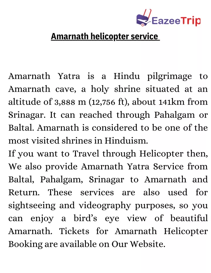 amarnath helicopter service