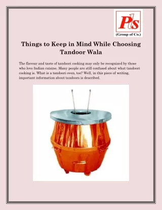 things to keep in mind while choosing tandoor wala